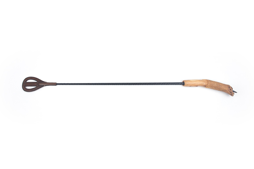 Leather riding crop with wood spikes handle | BDSM Attributes